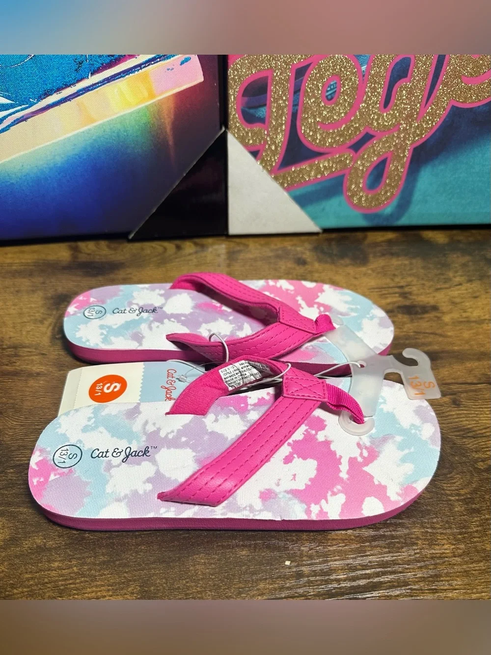 NEW Cat & Jack Girls' Ava Slip-On Thong Sandals Size Small 13/1